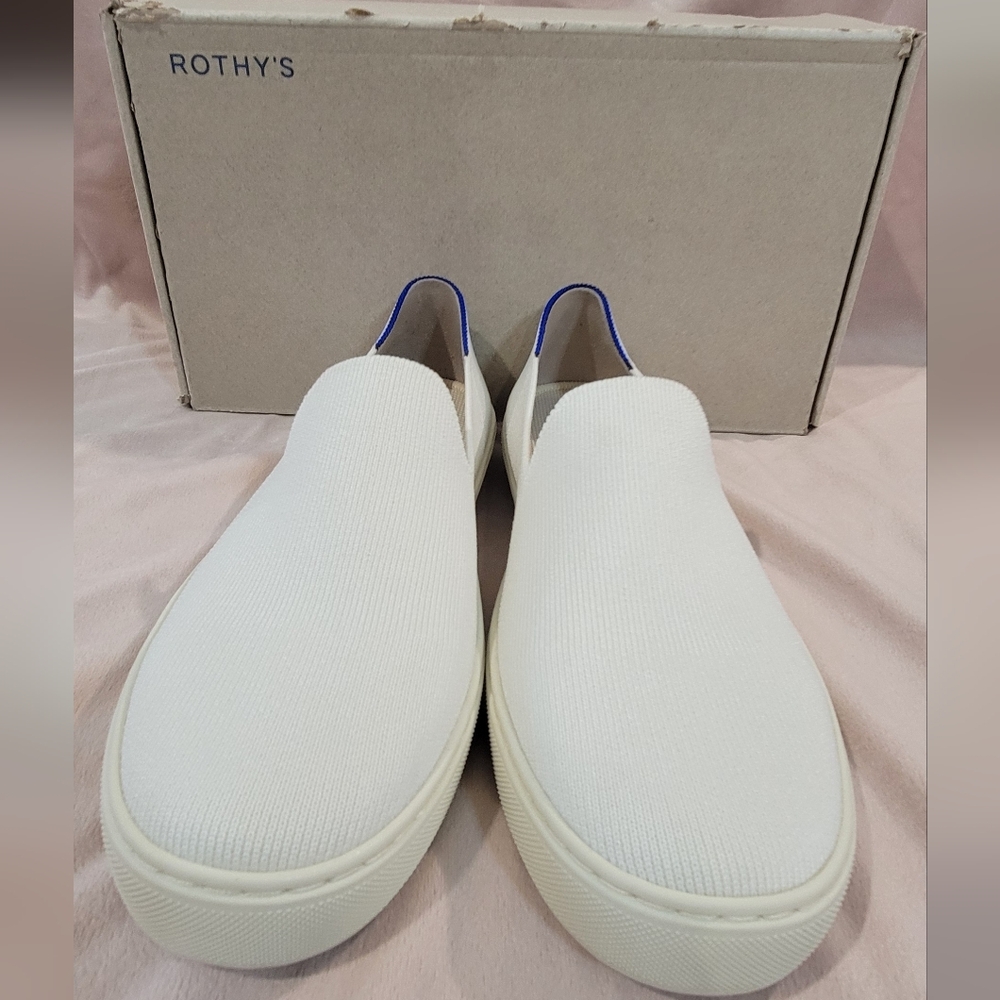 Rothy's Women's White and Blue Slip-On Sneakers - Picture 4 of 8